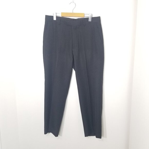 Protoco Black Men's Straight Leg Business Casual Slacks Pants Zip Size 34W Short - Picture 1 of 9